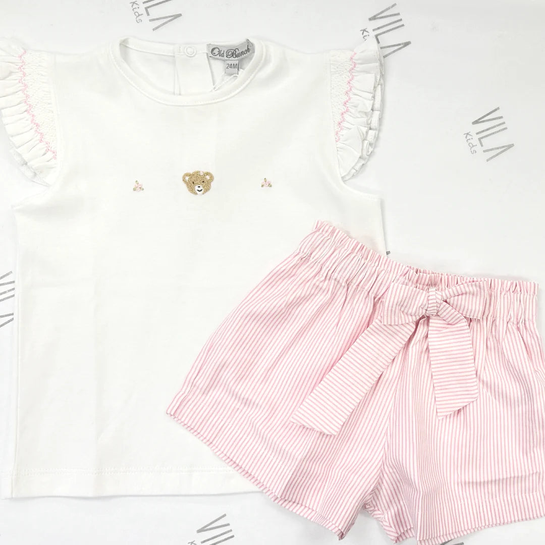 T-Shirt and Short Bear Stripes Pink